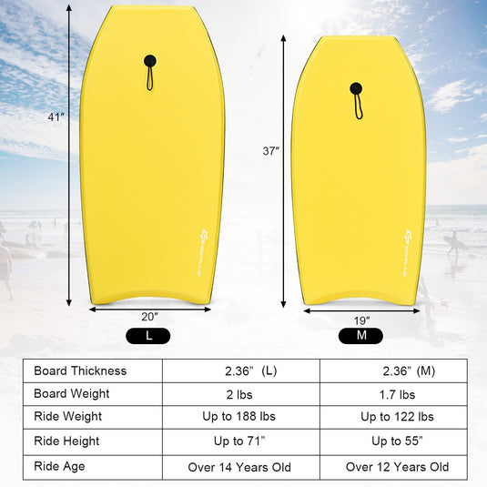 Super Lightweight Bodyboard, 37-41'' Body Board with EPS Core