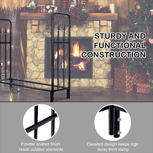Firewood Log Rack Indoor Outdoor Fireplace Storage Holder - GoplusUS