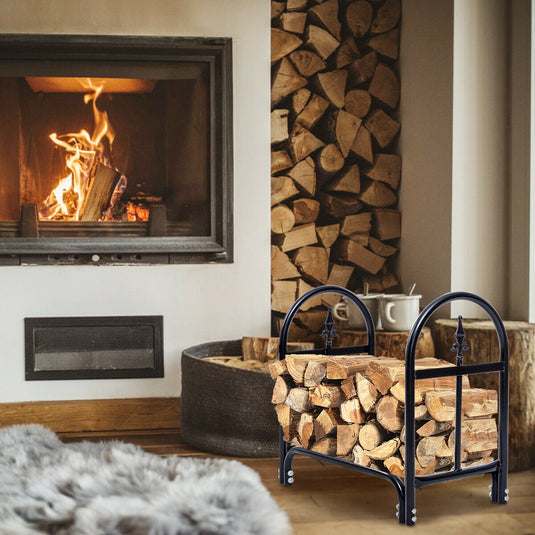Firewood Log Rack Indoor Outdoor Fireplace Storage Holder (2 Feet) - GoplusUS